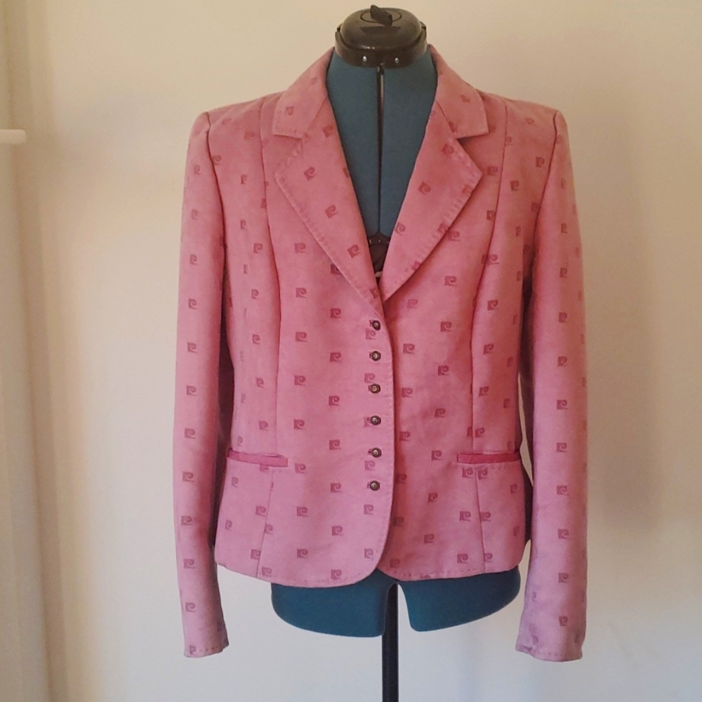 Pierre Cardine Dusty Pink Structured Blazer Metal Buttons, Sz Large